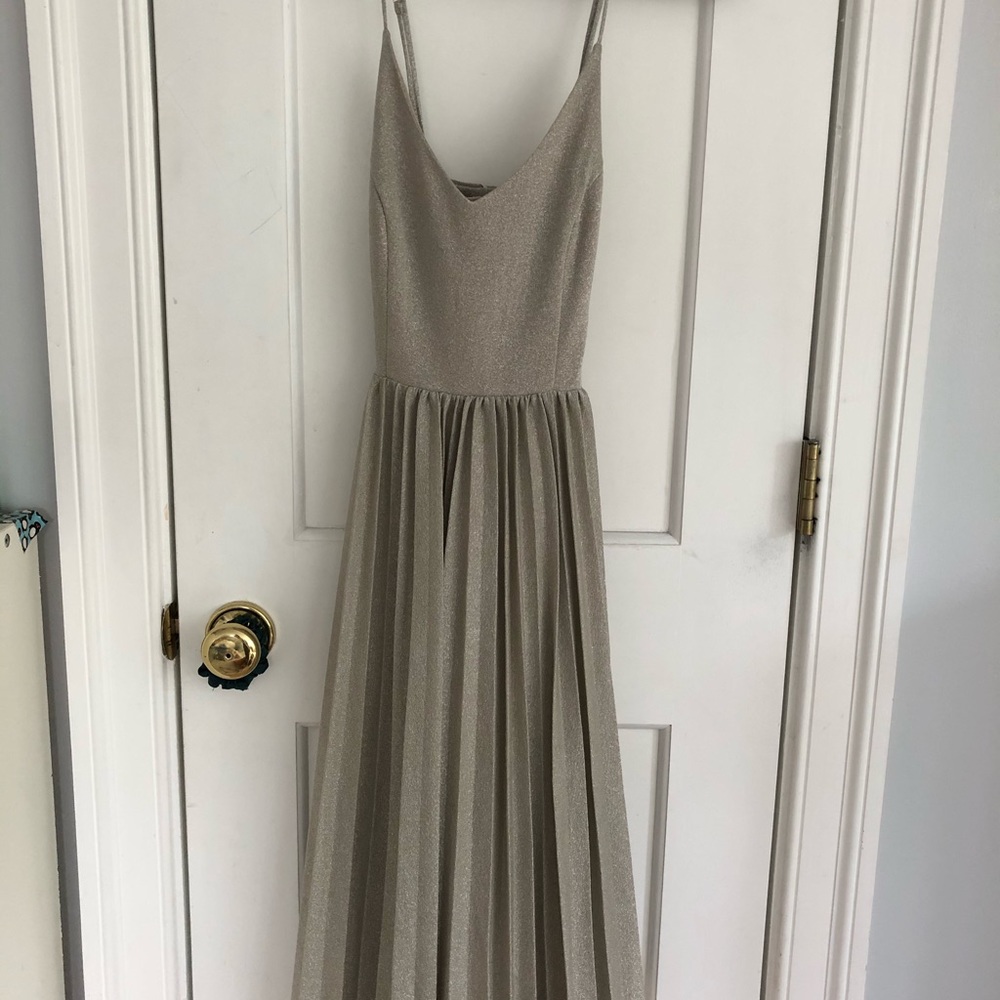 Silver midi dress from Anthropologie